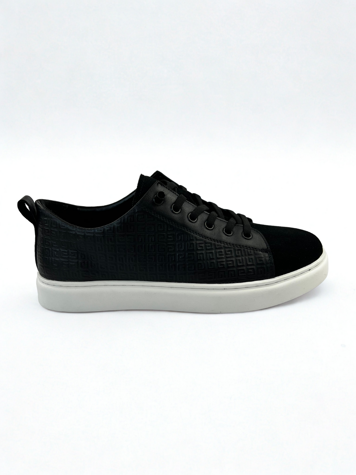 SDL Premium Black Low-Top Sneakers – Textured Leather & Suede