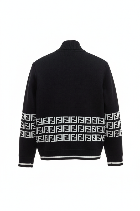 Black Zip-Up Knit Jacket
