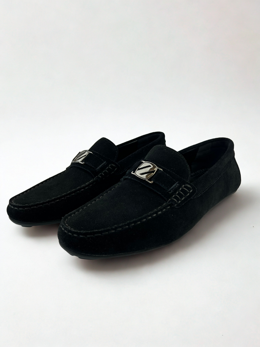 SDL Premium Black Suede Driving Loafers