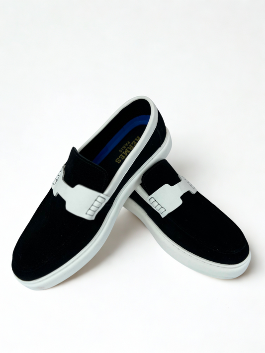 SDL Premium Black & White Slip-On Loafers