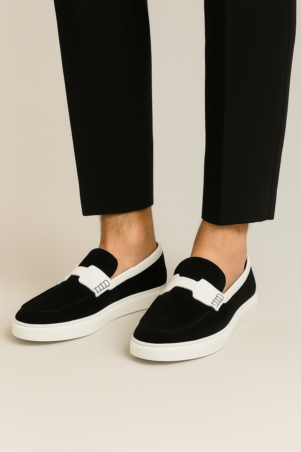 SDL Premium Black & White Slip-On Loafers