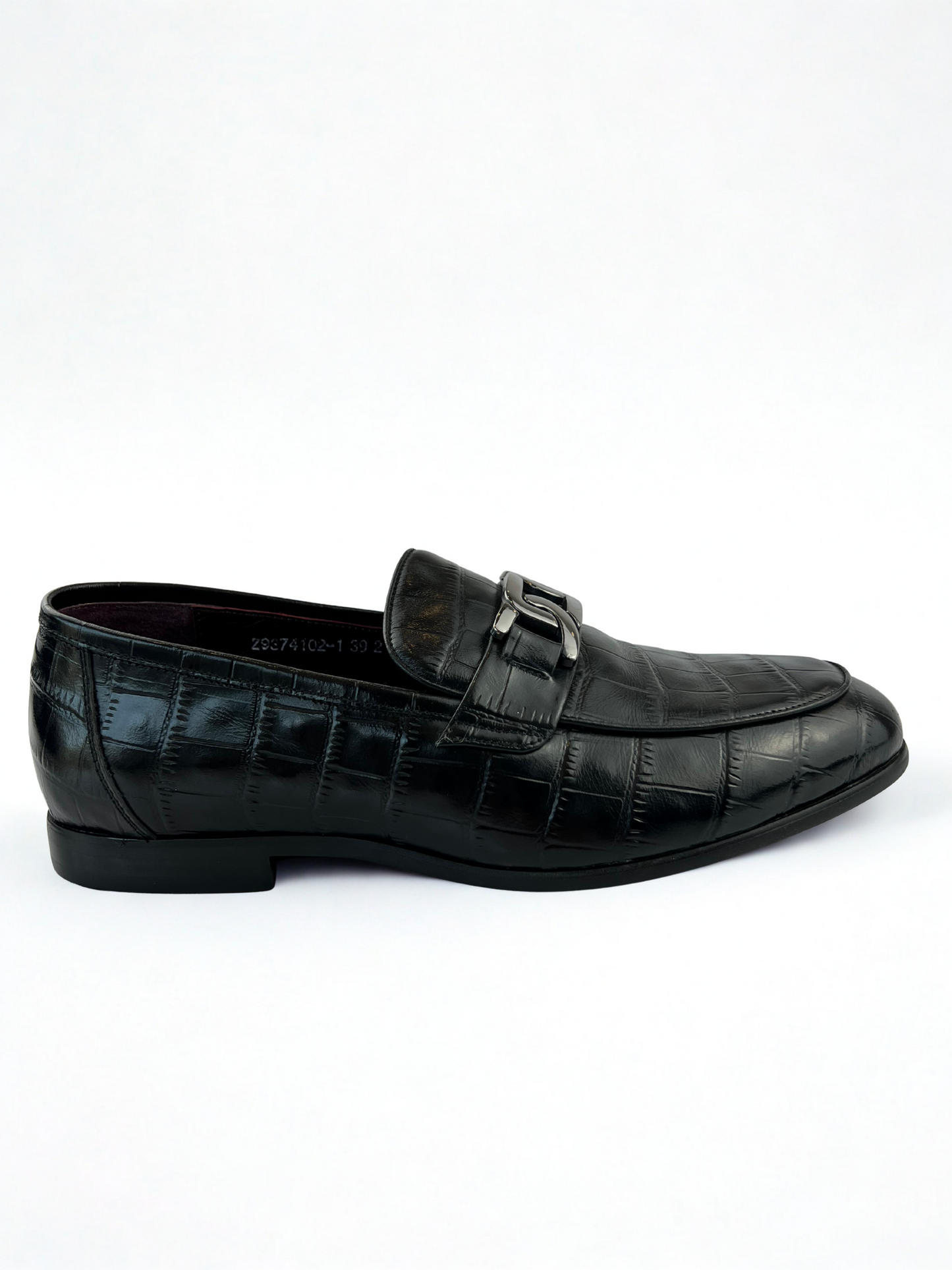 SDL Premium Black Croc-Effect Loafers