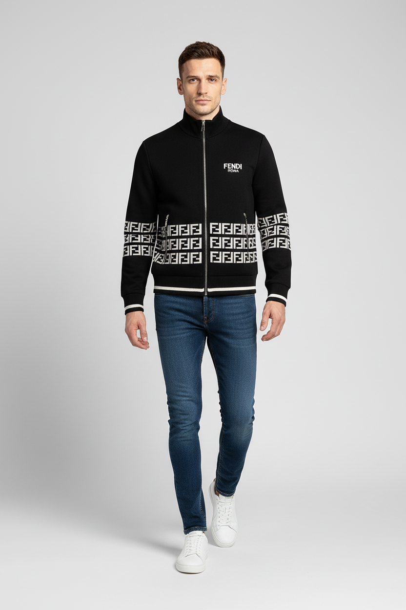 Black Zip-Up Knit Jacket