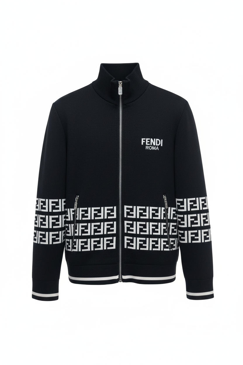 Black Zip-Up Knit Jacket