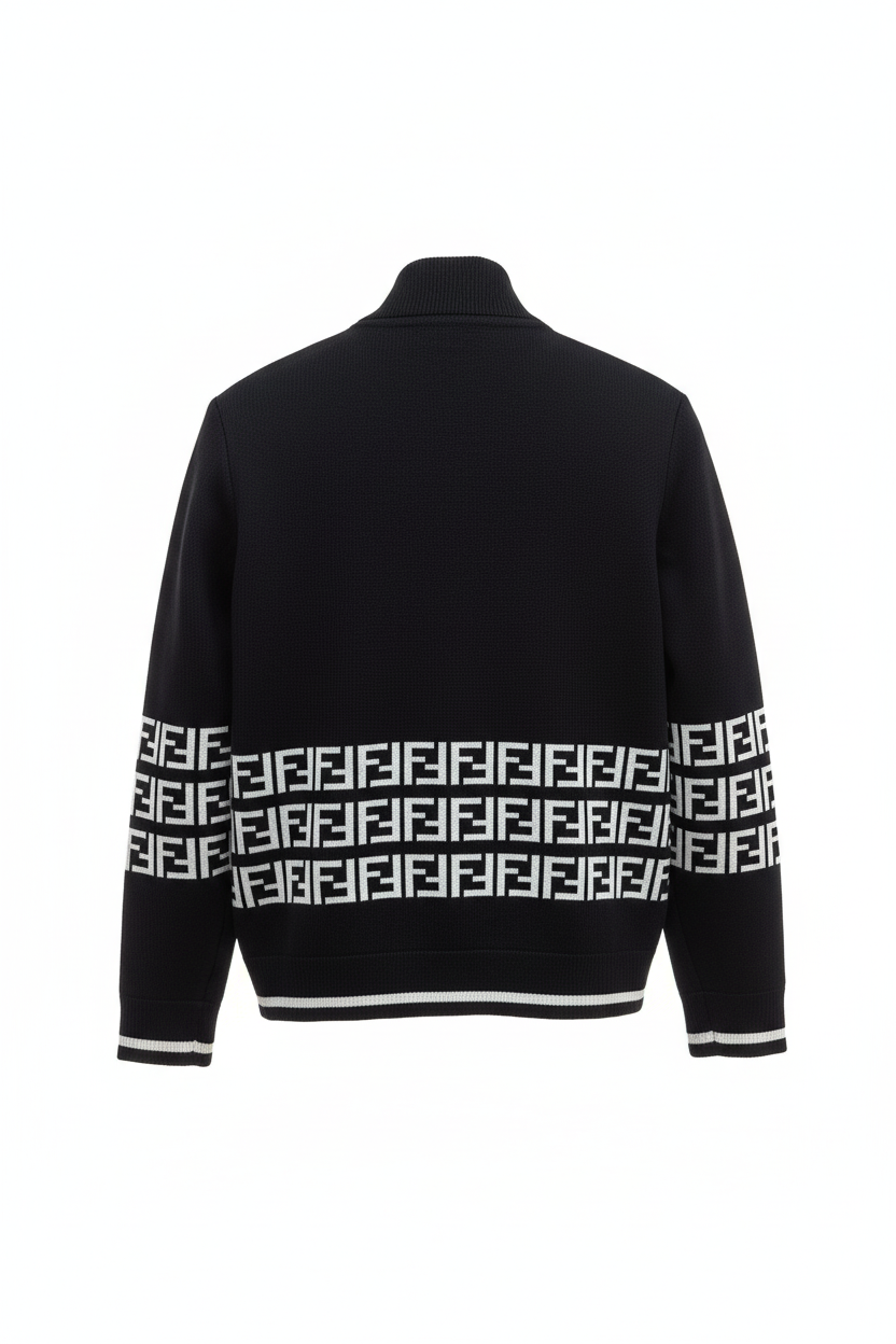 Black Zip-Up Knit Jacket